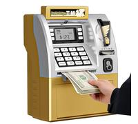 Tirelire électronique pour Enfants ATM, coffre-Fort Intelligent pour Cartes bancaires, tirelire pour Enfants, jouet Cadeau Avec Rangement automatique Des billets de banque (doré)