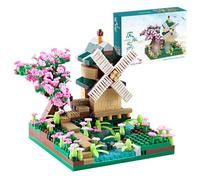 Tirff Arquitectura Río Molino de Viento Árbol Sakura Micro Bloques De Construcción Conjunto De Árboles Juguetes Flores Para Jugendliche, Un Kit De Patrón De Flor De Cereza Regalo DIY
