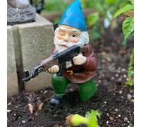 Tirifer Gnomos de jardín Estatua de gnomo Militar con Pistola, Estatua de gnomos del ejército, decoración de jardín para Interiores y Exteriores, Patio, Adornos de césped, decoración del hogar