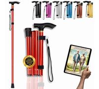 Tirimbeles® Bastón Plegable de Aluminio | Bastones para Mayores Ajustables en Altura | Ultraligero y Extensible | Taco Antideslizante para Evitar Caídas | Ideal Viajes y Caminar con Seguridad (Rojo)