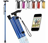 Tirimbeles® Bastón Plegable de Aluminio | Bastones para Mayores Ajustables en Altura | Ultraligero y Extensible | Taco Antideslizante para Evitar Caídas | Ideal Viajes y Caminar con Seguridad (Azul)