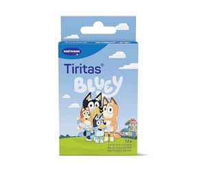Tiritas Bluey; con los Personajes Emblemáticos de la Serie Bluey; Diseños Surtidos; Bandit, Chilli, Bingo, Bluey; Apósitos Infantiles; 12 Unidades