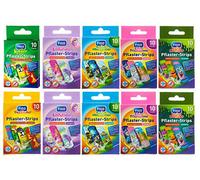 Tiritas Figo para niños con diferentes dibujos, 100 unidades, 10 paquetes + 1 bloc de notas