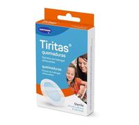 Tiritas Quemaduras - Apósitos de Hidrogel Refrescantes con 60 % de Agua - Alivio Inmediato y Curación de Lesiones Leves - Estériles, con Film Transparente - 8 Unidades (43×68 mm)
