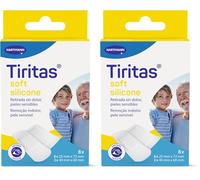 TIRITAS Soft Silicone: Apósitos de color blanco con adhesivo siliconado; Indicadas para las pieles más sensibles y frágiles, Retirada indolora; 2 tamaños 8 unidades (Paquete de 2)
