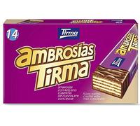 Tirma Ambrosía bañada en Chocolate con Leche 301g | Barquitos Crujientes rellenos de Crema |Auténticas Chocolatinas Canarias | Apto para Dieta Vegetariana | Regalo Gourmet | 14 Unidades