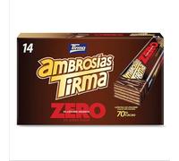 Tirma Ambrosía Zero Chocolate Negro 70% Cacao 301g | Barquillos Rellenos de Crema de Cacao sin Azúcares Añadidos | Apto para Diabéticos y Dieta Keto | 14 Unidades