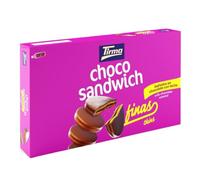 Tirma Choco Sándwich Fino de Chocolate con Leche - 8 Packs de 27,25 g (Estuche de 218 g) | Galletas Dulces con Relleno Bañadas en Chocolate con Leche | Snack Ideal para Merienda y Tentempiés