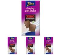 Tirma Chocolate con Leche Zero 125g | Sin Azúcares Añadidos, Sin Gluten y Apto para Diabéticos | Alternativa a Natruly, Torras, Ambrosía Tirma, Milka Favourites y Bombones Individuales (Paquete de 4)
