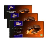 Tirma Chocolate Negro con Naranja 70% Cacao 125 g | Tableta con Dados de Fruta | Sabor Intenso y Cítrico | Ideal con Café o Sobremesa | Chocolate con Inclusiones (Paquete de 3)