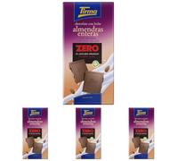 Tirma Chocolate ZERO con Leche y Almendras - Sin Azúcares Añadidos, 125g (Paquete de 4)