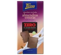 Tirma Chocolate ZERO con Leche y Almendras - Sin Azúcares Añadidos, 125g (Paquete de 6)