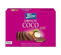 Tirma Galletas con Coco Bañadas en Chocolate con Leche 200g | Snack Dulce Canario| Apto para Dieta Vegetariana y Sin Huevo | Galletas Envasadas Individualmente | Producto Español
