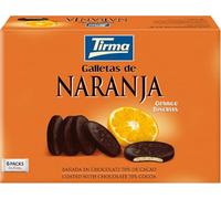 Tirma Galletas con Naranja Bañadas en Chocolate Negro 200g | 70% Cacao | Sin Huevo | Envueltas Individualmente