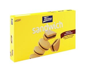 Tirma Sándwich de Galleta con Relleno de Chocolate 180 g | 4 Packs Individuales de 45 g | Galletas Dulces Crujientes con Chocolate | Snack Ideal para Merienda y Tentempiés