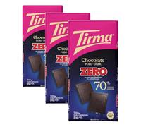 Tirma ZERO Chocolate Negro 70% - Sin Azúcares Añadidos, 125g (Paquete de 3)