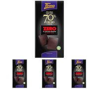 Tirma ZERO Chocolate Negro 70% - Sin Azúcares Añadidos, 125g (Paquete de 4)