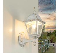 TIROL Lámpara de Pared de Exterior Blanca Diseño rústico Farol IP44 E27 Aplique para jardín balcón