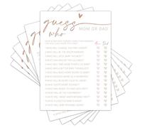 TIRYWT Adivina quién? Tarjetas de juego, tarjetas de juegos de baby shower, minimalismo niño o niña, revelación de género, decoraciones y suministros, 25 piezas de doble cara - C01