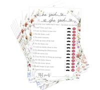 TIRYWT Tarjetas de juegos de despedida de soltera con flores silvestres - He Said She Said para 25 invitados, 5 x 7 pulgadas, suministros florales para despedida de soltera o despedida de soltera