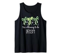 Tis a Blessing to be Irish Blessing St Patricks Coquette Bow Camiseta sin Mangas