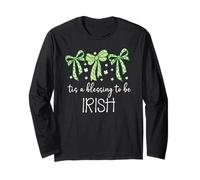 Tis a Blessing to be Irish Blessing St Patricks Coquette Bow Manga Larga