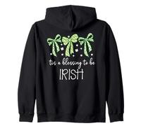Tis a Blessing to be Irish Blessing St Patricks Coquette Bow Sudadera con Capucha