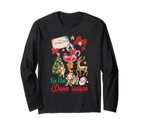 Tis The Damn Season Santa Reno Elfo Cóctel Navidad Manga Larga