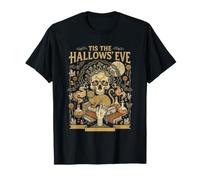 Tis The Hallows' Eve Witchy Skull Cat Oculto Halloween Camiseta
