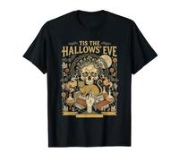 Tis The Hallows' Eve Witchy Skull Cat Oculto Halloween Camiseta gráfica económica