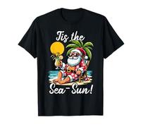 Tis The Sea Sun Funny Santa Beach Navidad En Julio Vacaciones Camiseta