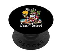 Tis The Sea Sun Funny Santa Beach Navidad En Julio Vacaciones PopSockets PopGrip Adhesivo
