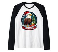 Tis The Season Águila patriótica Navidad American Bold USA Camiseta Manga Raglan