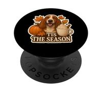 Tis The Season Basset Hound Dog Otoño-Otoño Pumpkin Spice PopSockets PopGrip Adhesivo