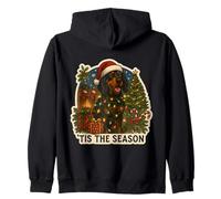 Tis The Season Black and Tan Coonhound Dog Feliz Navidad Sudadera con Capucha