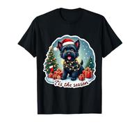 Tis The Season Black Russian Terrier Dog Feliz Navidad Diversión Camiseta