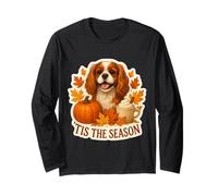 Tis The Season Cavalier King Charles Dog Otoño-Otoño Calabaza Manga Larga