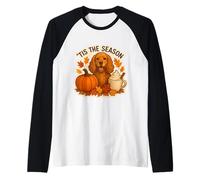 Tis The Season Cocker Spaniel Dog Otoño-Otoño Pumpkin Spice Camiseta Manga Raglan