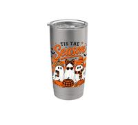 Tis the Season Cute Halloween Ghosts Pumpkin Fall Fun Vaso térmico de acero inoxidable de doble pared