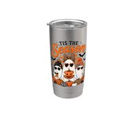 Tis the Season Cute Halloween Ghosts Pumpkin Fall Fun Vaso térmico de acero inoxidable de doble pared
