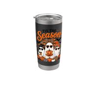 Tis the Season Cute Halloween Ghosts Pumpkin Fall Fun Vaso térmico de acero inoxidable de doble pared
