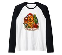Tis The Season Finlandés Spitz Perro Feliz Navidad Mamá Papá Diversión Camiseta Manga Raglan