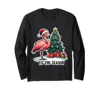 Tis The Season Flamingo Árbol de Navidad Festivo Navidad Navidad Manga Larga