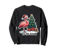 Tis The Season Flamingo Árbol de Navidad Festivo Navidad Navidad Sudadera