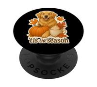 Tis The Season Golden Retriever para otoño y otoño, Bonita Calabaza PopSockets PopGrip Adhesivo