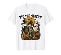 Tis The Season Halloween Skeleton Ghost Vibes Men Women Camiseta gráfica económica