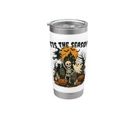 Tis the Season Halloween Skeleton Ghost Vibes Men Women Vaso térmico de acero inoxidable de doble pared