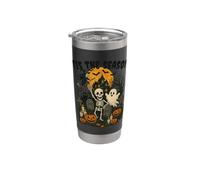 Tis the Season Halloween Skeleton Ghost Vibes Men Women Vaso térmico de acero inoxidable de doble pared