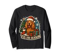 Tis The Season Inglés Cocker Spaniel Perro Feliz Navidad Manga Larga