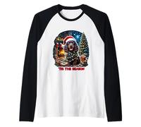 Tis The Season Irish Water Spaniel, Navidad, mamá, papá, Divertido Camiseta Manga Raglan